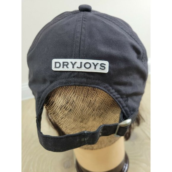 FJ Dry Joys Dryjoys Golf Cap Baseball Hat Black Strapback White Rubber Logo - Picture 5 of 11